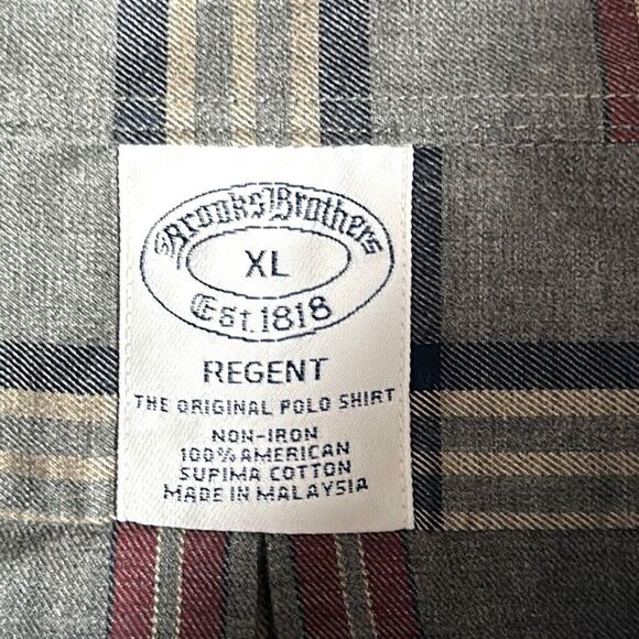 Brooks Brothers Regent Fit Cotton Button Down Shirt Gray Plaid size XL - Picture 12 of 13
